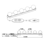GloboStar® 79048 Φωτιστικό για Μακιγιάζ - Καθρέπτη - Πίνακα - Ντουλάπας LED 8W 800lm DC 5V με Καλώδιο Τροφοδοσίας USB & Ενσωματωμένο Χειριστήριο Εναλλαγής Χρωμάτων Αδιάβροχο IP54 CCT Θερμό 2700K έως Ψυχρό 6000K Dimmable