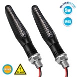 GloboStar® 81754 ΣΕΤ 2 x Φλάς Μοτοσυκλέτας Universal Line LED SMD 5050 5W DC 12V με Τρεχούμενο Εφέ Φωτισμού Πορτοκαλί Αδιάβροχα IP65