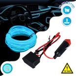 GloboStar® 82204 TUBE 360° Degree Διακοσμητική EL-Wire Neon Αυτοκινήτου Κορδόνι ΣΕΤ 3m 1W/3m 30lm/m 360° DC 12V με Βύσμα Αναπτήρα Αυτοκινήτου Αδιάβροχη IP68 Γαλάζιο