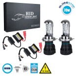 GloboStar® 84102 H4 CB Line KIT Βασικού Φωτισμού Αυτοκινήτου & Μοτοσυκλέτας 2nd Generation Can-Bus Series Bi-XENON 70W 6400lm DC 9-16V Αδιάβροχο IP65 Ψυχρό Λευκό 6000K