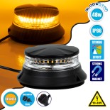 GloboStar® 85171 PRO Series Φάρος Σήμανσης Οχήματος Οδικής Βοήθείας για Αυτοκίνητα & Φορτηγά 6 Προγραμμάτων Φωτισμού STROBE LED SMD 3030 48W DC 10-30V Αδιάβροχος IP66 Πορτοκαλί