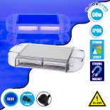 GloboStar® 85176 PRO Series Φάρος Σήμανσης Οχήματος Αστυνομίας για Αυτοκίνητα & Φορτηγά 6 Προγραμμάτων Φωτισμού STROBE LED COB 60W DC 10-30V Αδιάβροχος IP66 Μπλε