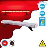 GloboStar® 85186 PRO Series Φάρος Σήμανσης Οχήματος Πυροσβεστικής για Αυτοκίνητα & Φορτηγά 6 Προγραμμάτων Φωτισμού STROBE LED COB 180W DC 10-30V Αδιάβροχος IP66 Κόκκινο