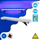 GloboStar® 85188 PRO Series Φάρος Σήμανσης Οχήματος Αστυνομίας για Αυτοκίνητα & Φορτηγά 6 Προγραμμάτων Φωτισμού STROBE LED COB 180W DC 10-30V Αδιάβροχος IP66 Μπλε