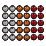 GloboStar® 85306 Πακέτο 30 Τεμάχια Φώτα Όγκου για Φορτηγά BULLET PIN LED SMD 5730 1W / Τεμ. 100lm DC 24V Αδιάβροχα IP65 10x Κόκκινα - 10x Πορτοκαλί - 10x Ψυχρό Λευκό 6000K