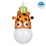 GloboStar® GIRAFFE 00638 Μοντέρνο Κρεμαστό Παιδικό Φωτιστικό Οροφής Μονόφωτο 1 x E27 Λευκό Πράσινο Πορτοκαλί Μαύρο Μεταλλικό Μ12 x Π10.5 x Υ13.5cm