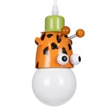 GloboStar® GIRAFFE 00638 Μοντέρνο Κρεμαστό Παιδικό Φωτιστικό Οροφής Μονόφωτο 1 x E27 Λευκό Πράσινο Πορτοκαλί Μαύρο Μεταλλικό Μ12 x Π10.5 x Υ13.5cm