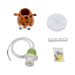 GloboStar® GIRAFFE 00638 Μοντέρνο Κρεμαστό Παιδικό Φωτιστικό Οροφής Μονόφωτο 1 x E27 Λευκό Πράσινο Πορτοκαλί Μαύρο Μεταλλικό Μ12 x Π10.5 x Υ13.5cm
