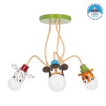 GloboStar® ZOO 00641 Παιδικό Κρεμαστό Φωτιστικό Φιγούρα Τρίφωτο 3 x E27 IP20 Πολύχρωμο Μέταλλο - Μ80 x Π80 x Υ39cm