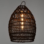 GloboStar® TAHITI 00711 Boho Κρεμαστό Φωτιστικό Καμπάνα Μονόφωτο 1 x E27 IP20 Καφέ Ξύλο - Μ38 x Π38 x Υ50cm