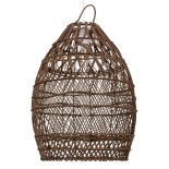 GloboStar® TAHITI 00711 Boho Κρεμαστό Φωτιστικό Καμπάνα Μονόφωτο 1 x E27 IP20 Καφέ Ξύλο - Μ38 x Π38 x Υ50cm