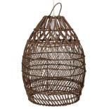 GloboStar® TAHITI 00711 Boho Κρεμαστό Φωτιστικό Καμπάνα Μονόφωτο 1 x E27 IP20 Καφέ Ξύλο - Μ38 x Π38 x Υ50cm