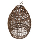 GloboStar® TAHITI 00711 Boho Κρεμαστό Φωτιστικό Καμπάνα Μονόφωτο 1 x E27 IP20 Καφέ Ξύλο - Μ38 x Π38 x Υ50cm