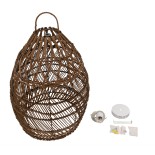 GloboStar® TAHITI 00711 Boho Κρεμαστό Φωτιστικό Καμπάνα Μονόφωτο 1 x E27 IP20 Καφέ Ξύλο - Μ38 x Π38 x Υ50cm
