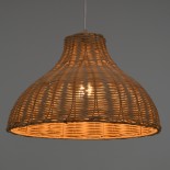 GloboStar® MAYOTTE 00724 Boho Κρεμαστό Φωτιστικό Καμπάνα Μονόφωτο 1 x E27 IP20 Μπεζ Ξύλο - Μ40 x Π40 x Υ28cm
