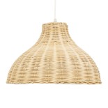 GloboStar® MAYOTTE 00724 Boho Κρεμαστό Φωτιστικό Καμπάνα Μονόφωτο 1 x E27 IP20 Μπεζ Ξύλο - Μ40 x Π40 x Υ28cm