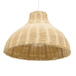 GloboStar® MAYOTTE 00724 Boho Κρεμαστό Φωτιστικό Καμπάνα Μονόφωτο 1 x E27 IP20 Μπεζ Ξύλο - Μ40 x Π40 x Υ28cm