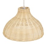 GloboStar® MAYOTTE 00724 Boho Κρεμαστό Φωτιστικό Καμπάνα Μονόφωτο 1 x E27 IP20 Μπεζ Ξύλο - Μ40 x Π40 x Υ28cm