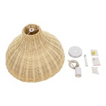 GloboStar® MAYOTTE 00724 Boho Κρεμαστό Φωτιστικό Καμπάνα Μονόφωτο 1 x E27 IP20 Μπεζ Ξύλο - Μ40 x Π40 x Υ28cm