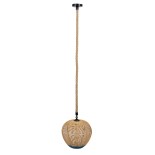 GloboStar® SIMON 00726 Boho Κρεμαστό Φωτιστικό Μπάλα Μονόφωτο 1 x E27 IP20 Μπεζ & Μπλε Σχοινί - Μ30 x Π30 x Υ30cm