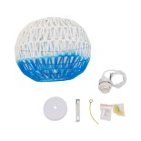 GloboStar® SANTOR 00728 Boho Κρεμαστό Φωτιστικό Μπάλα Μονόφωτο 1 x E27 IP20 Λευκό & Μπλε Σχοινί - Μ30 x Π30 x Υ30cm