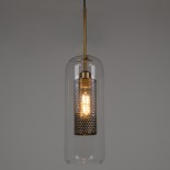 GloboStar® AVERY 00741 Μοντέρνο Κρεμαστό Φωτιστικό Καμπάνα Μονόφωτο 1 x E27 IP20 Διάφανο Γυαλί με Χρυσό Μέταλλο - Μ15 x Π15 x Υ60cm