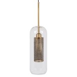 GloboStar® AVERY 00741 Μοντέρνο Κρεμαστό Φωτιστικό Καμπάνα Μονόφωτο 1 x E27 IP20 Διάφανο Γυαλί με Χρυσό Μέταλλο - Μ15 x Π15 x Υ60cm