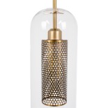 GloboStar® AVERY 00741 Μοντέρνο Κρεμαστό Φωτιστικό Καμπάνα Μονόφωτο 1 x E27 IP20 Διάφανο Γυαλί με Χρυσό Μέταλλο - Μ15 x Π15 x Υ60cm