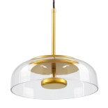 GLOBOSTAR® CHARLOTTE 00742 Μοντέρνο Κρεμαστό Φωτιστικό Οροφής LED 5W 500lm 180° AC 220-240V IP20 Θερμό Λευκό 2700K - Lumileds SMD Chip - Διάφανο & Χρυσό - Μ23 x Π23 x Υ23cm - 2 Χρόνια Εγγύηση