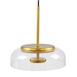 GLOBOSTAR® CHARLOTTE 00742 Μοντέρνο Κρεμαστό Φωτιστικό Οροφής LED 5W 500lm 180° AC 220-240V IP20 Θερμό Λευκό 2700K - Lumileds SMD Chip - Διάφανο & Χρυσό - Μ23 x Π23 x Υ23cm - 2 Χρόνια Εγγύηση