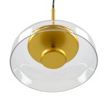 GLOBOSTAR® CHARLOTTE 00742 Μοντέρνο Κρεμαστό Φωτιστικό Οροφής LED 5W 500lm 180° AC 220-240V IP20 Θερμό Λευκό 2700K - Lumileds SMD Chip - Διάφανο & Χρυσό - Μ23 x Π23 x Υ23cm - 2 Χρόνια Εγγύηση