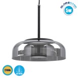 GLOBOSTAR® CHARLOTTE 00743 Μοντέρνο Κρεμαστό Φωτιστικό Οροφής LED 5W 500lm 180° AC 220-240V IP20 Θερμό Λευκό 2700K - Sanan SMD Chip - Μαύρο & Μαύρο Φιμέ - Μ23 x Π23 x Υ23cm - 2 Xρόνια Εγγύηση