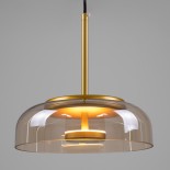 GloboStar® CHARLOTTE 00744 Μοντέρνο Κρεμαστό Φωτιστικό Οροφής Μονόφωτο Μελί Γυάλινο Χρυσό Μεταλλικό CREE LED 5W 500lm 180° AC 85-265V Θερμό Λευκό 2700K Φ23 x Υ23cm