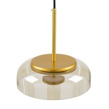 GloboStar® CHARLOTTE 00744 Μοντέρνο Κρεμαστό Φωτιστικό Οροφής Μονόφωτο Μελί Γυάλινο Χρυσό Μεταλλικό CREE LED 5W 500lm 180° AC 85-265V Θερμό Λευκό 2700K Φ23 x Υ23cm