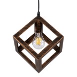 GLOBOSTAR® CUBE 00793 Μοντέρνο Κρεμαστό Φωτιστικό Οροφής με Ντουί 1 x E27 AC 220-240V IP20 - Χάλκινο - Μ25 x Π25 x Υ25cm