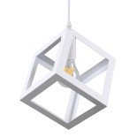 GLOBOSTAR® CUBE 00802 Μοντέρνο Κρεμαστό Φωτιστικό Οροφής με Ντουί 1 x E27 AC 220-240V IP20 - Λευκό - Μ25 x Π25 x Υ25cm