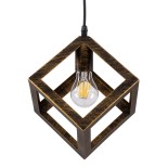 GLOBOSTAR® CUBE 00803 Μοντέρνο Κρεμαστό Φωτιστικό Οροφής με Ντουί 1 x E27 AC 220-240V IP20 - Χάλκινο Εφέ Σκουριάς - Μ25 x Π25 x Υ25cm