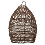 GloboStar® TAHITI 00711 Boho Κρεμαστό Φωτιστικό Καμπάνα Μονόφωτο 1 x E27 IP20 Καφέ Ξύλο - Μ38 x Π38 x Υ50cm