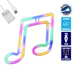 GloboStar® 78567 Φωτιστικό Ταμπέλα Φωτεινή Επιγραφή NEON LED Σήμανσης MUSIC NOTE 5W με Καλώδιο Τροφοδοσίας USB - Μπαταρίας 3xAAA (Δεν Περιλαμβάνονται) - Πολύχρωμη RGB