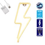 GloboStar® 78590 Φωτιστικό Ταμπέλα Φωτεινή Επιγραφή NEON LED Σήμανσης LIGHT STRIKE 5W με Καλώδιο Τροφοδοσίας USB - Μπαταρίας 3xAAA (Δεν Περιλαμβάνονται) - Θερμό Λευκό 2700K
