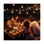 GloboStar® 78982 WIRE GARLAND Καλωδιογιρλάντα PVC 5 Μέτρων με 15 Ντουί E27 με Πρίζα Schuko Επεκτεινόμενη Αδιάβροχη IP65