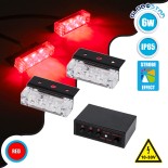 GloboStar® 85000 PRO Series ΣΕΤ 2 x Μπάρες Σήμανσης Οχήματος Πυροσβεστικής για Αυτοκίνητα & Φορτηγά 3 Προγραμμάτων Φωτισμού STROBE LED HIGH POWER 6W DC 10-30V Αδιάβροχο IP65 Κόκκινο