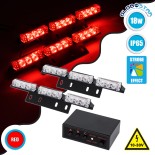GloboStar® 85006 PRO Series ΣΕΤ 2 x Μπάρες Σήμανσης Οχήματος Πυροσβεστικής για Αυτοκίνητα & Φορτηγά 3 Προγραμμάτων Φωτισμού STROBE LED HIGH POWER 18W DC 10-30V Αδιάβροχο IP65 Κόκκινο