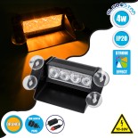 GloboStar® 85103 PRO Series Μπάρα Σήμανσης με Βεντούζες Στήριξης για Παρμπρίζ Οχήματος Οδικής Βοήθείας για Αυτοκίνητα & Φορτηγά 9 Προγραμμάτων Φωτισμού STROBE LED SMD 4W DC 10-30V IP20 Πορτοκαλί