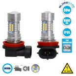 GloboStar® 85600 H8 JHY Line KIT Βασικού Φωτισμού Αυτοκινήτου & Μοτοσυκλέτας 2nd Generation Can-Bus Series LED SMD 3030 80W 8000lm DC 12V Αδιάβροχο IP65 Ψυχρό Λευκό 6000K