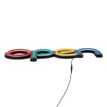 GloboStar® 85856 Φωτιστικό Ταμπέλα Φωτεινή Επιγραφή NEON LED Σήμανσης Animated OPEN 30W AC 230V με Διακόπτη On/Off και Ασύρματο Χειριστήριο IR Κόκκινο - Πράσινο - Κίτρινο - Γαλάζιο