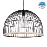 GloboStar® NEVIS 00681 Μοντέρνο Κρεμαστό Φωτιστικό Πλέγμα Μονόφωτο 1 x E27 IP20 Μαύρο Μέταλλο - Μ49 x Π49 x Υ34.5cm