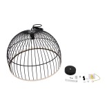 GloboStar® NEVIS 00681 Μοντέρνο Κρεμαστό Φωτιστικό Πλέγμα Μονόφωτο 1 x E27 IP20 Μαύρο Μέταλλο - Μ49 x Π49 x Υ34.5cm