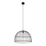 GloboStar® NEVIS 00681 Μοντέρνο Κρεμαστό Φωτιστικό Πλέγμα Μονόφωτο 1 x E27 IP20 Μαύρο Μέταλλο - Μ49 x Π49 x Υ34.5cm