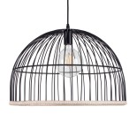 GloboStar® NEVIS 00681 Μοντέρνο Κρεμαστό Φωτιστικό Πλέγμα Μονόφωτο 1 x E27 IP20 Μαύρο Μέταλλο - Μ49 x Π49 x Υ34.5cm